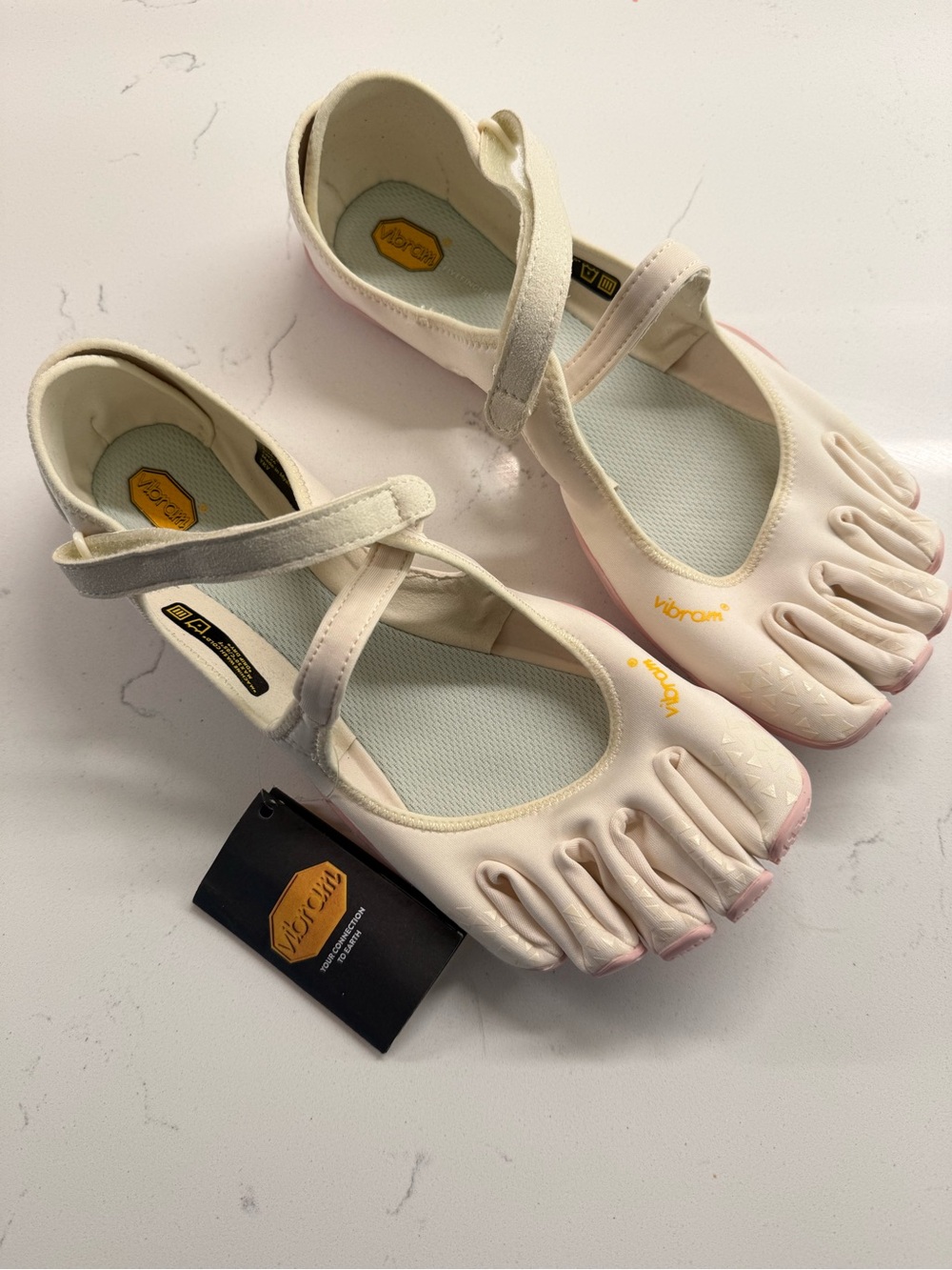 Vibram Women's White & Pink Five-Toe Mary Jane Flatso - Picture 4 of 5